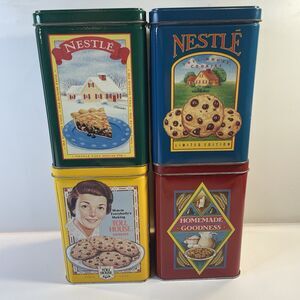 VINTAGE NESTLE TOLL HOUSE COOKIE TIN 1970'S LIMITED EDITION -  COMPLETE SET Of 4